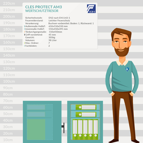 CLES protect AM3 Wertschutztresor mit Schlsselschloss und Elektronikschloss TULOX