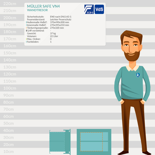 Mller Safe VN4 Wandtresor mit Elektronikschloss Revobolt
