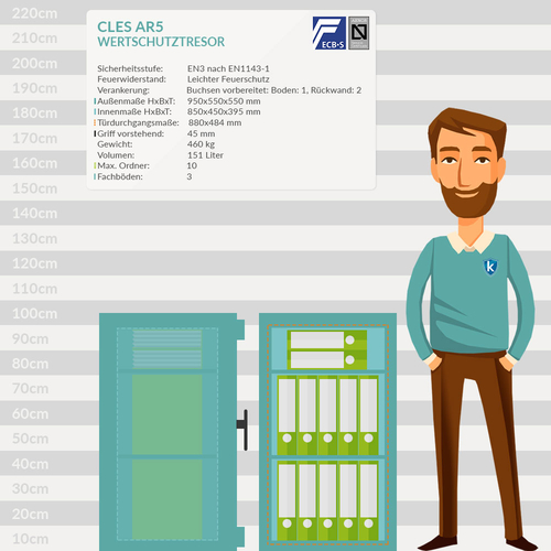 CLES protect AR5 Wertschutztresor mit Schlsselschloss