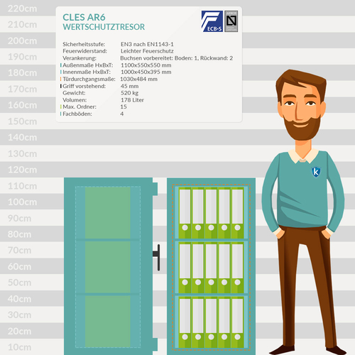 CLES protect AR6 Wertschutztresor mit Elektronikschloss TULOX