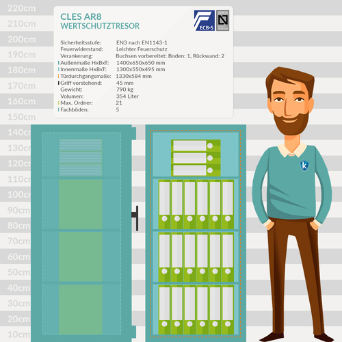 CLES protect AR8 Wertschutztresor mit Elektronikschloss TULOX